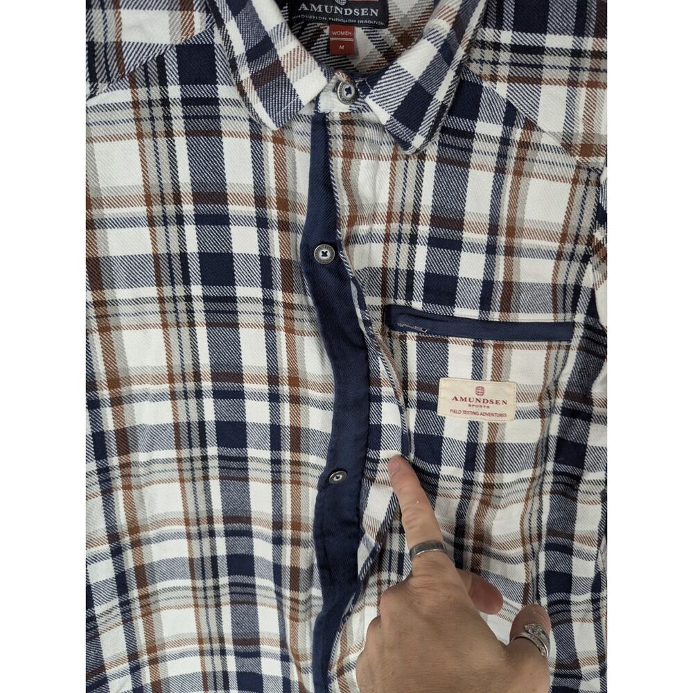Amundsen Skauen Flannel Zip Button Field Shirt Womens Medium Plaid - Picture 6 of 14